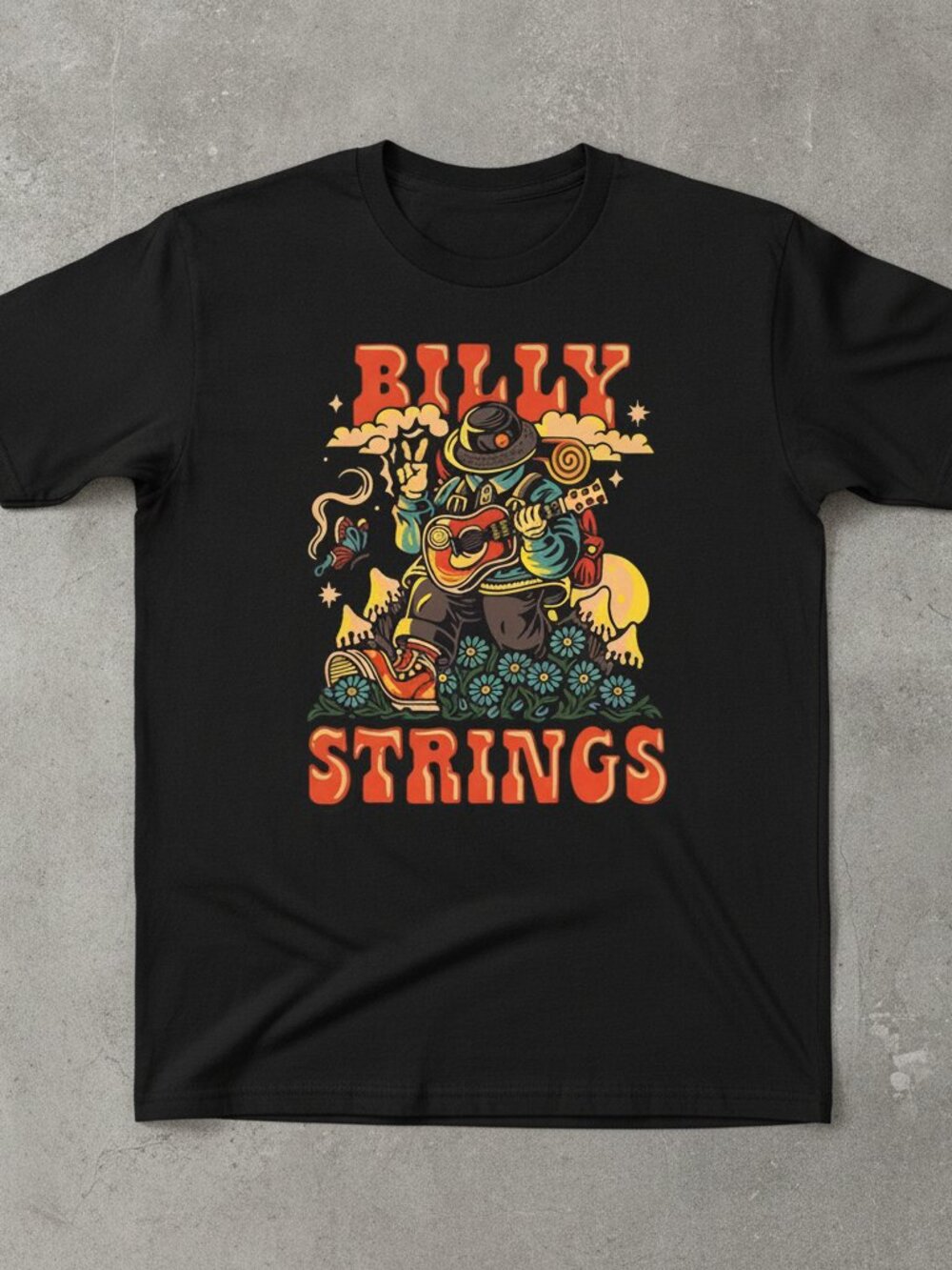 Billy Strings Inspired Cowboy Guitar Graphic T-Shirt – Black Unisex Music Tee